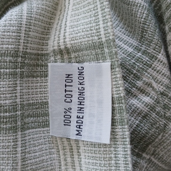 Custom Nobel House Men's Green/Grey/White Plaid Long Sleeve Cotton Shirt, XL - Picture 9 of 11